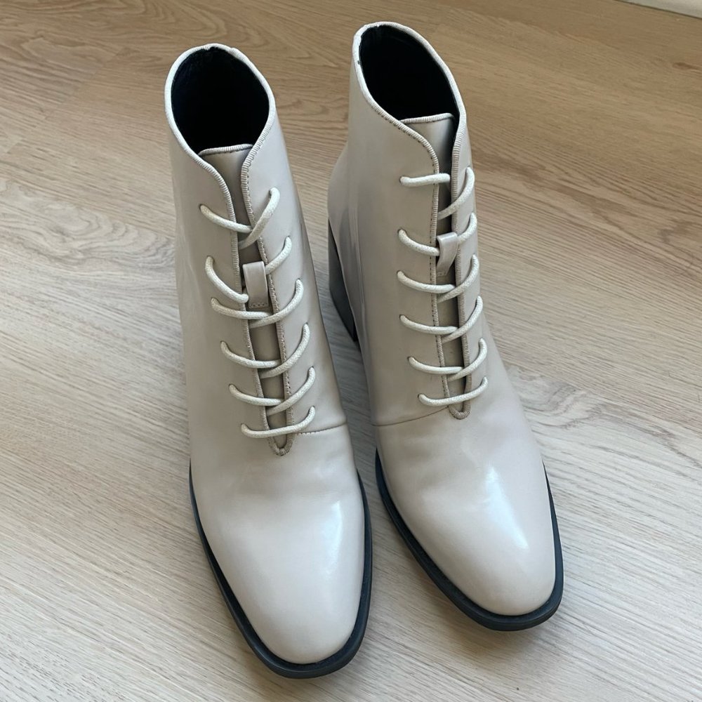 Jeffrey Campbell Off-White Lace-Up Heeled Boots